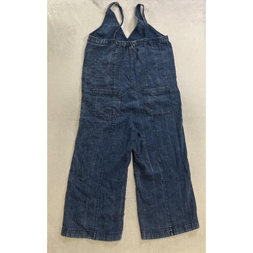 Pilcro Anthropologie Wide Leg Jumpsuit Women's Size Large Blue Linen Blend Denim - Picture 2 of 10